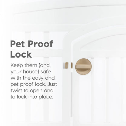 IRIS_USA_24"_Dog_Playpen_with_Door,_4-Panel_Pet_Enclosure_for_Small_Dogs,_White