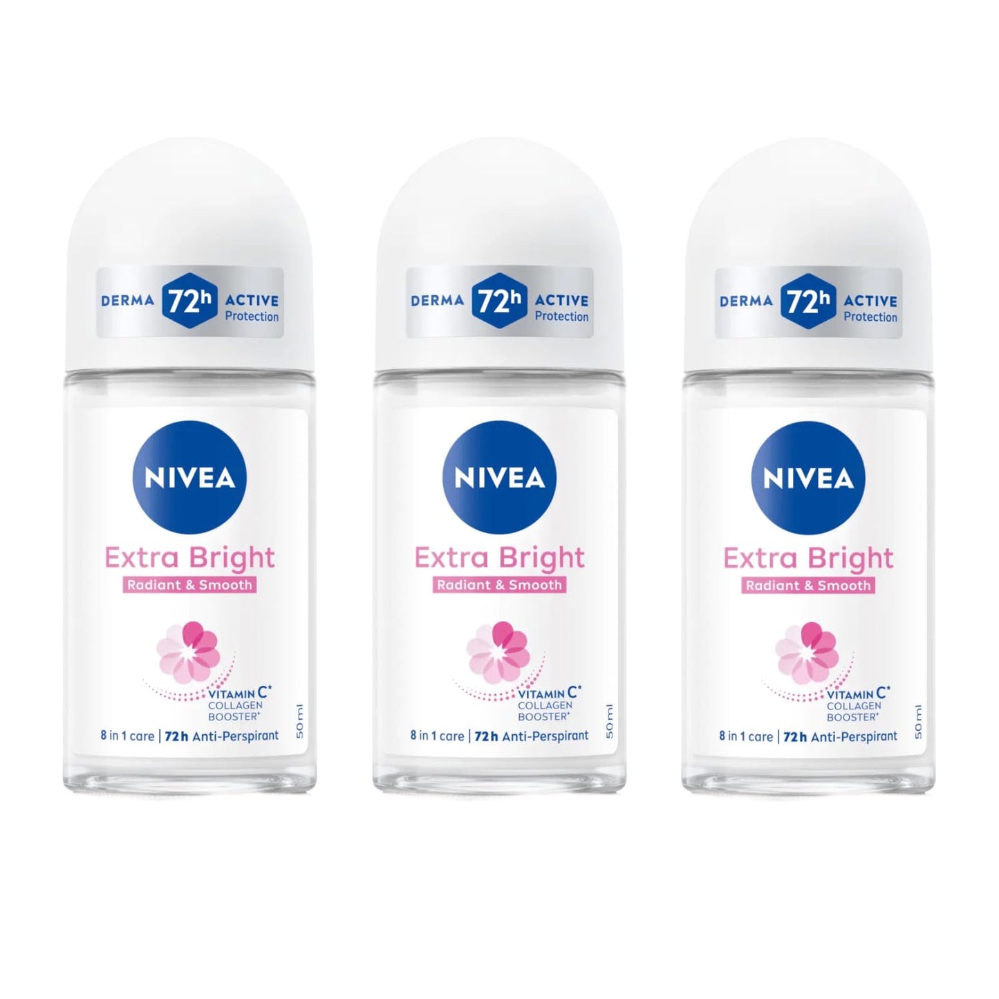 NIVEA_Extra_Bright_8_Super_Food_Vitamin_C_Collagen_Booster_Underarm_Roll-On_Deodorant,_Alcohol-Free,_72HR_Odor_Protection,_Smooth_&_Bright_Skin,_50ml,_1.69oz,_Pack_of_3