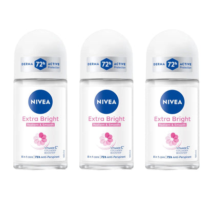 NIVEA_Extra_Bright_8_Super_Food_Vitamin_C_Collagen_Booster_Underarm_Roll-On_Deodorant,_Alcohol-Free,_72HR_Odor_Protection,_Smooth_&_Bright_Skin,_50ml,_1.69oz,_Pack_of_3