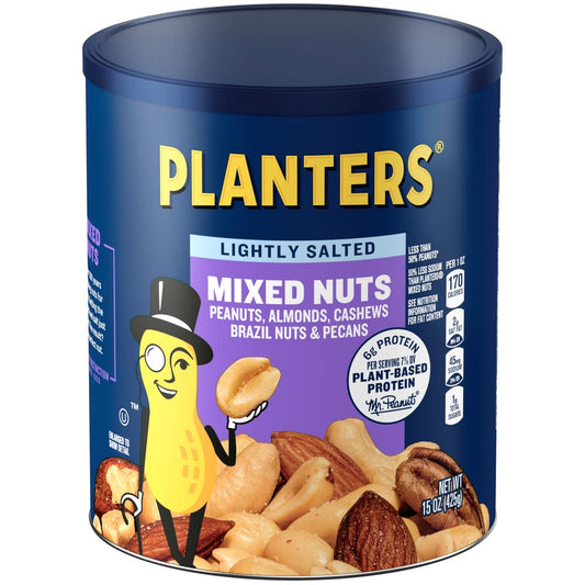 PLANTERS_Lightly_Salted_Mix_Nuts,_Party_Snacks,_Plant-Based_Protein,_15_Oz_Canister