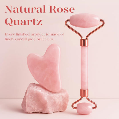 BAIMEI_IcyMe_Jade_Roller_&_Gua_Sha,_Face_Roller_Redness_Reducing_Skin_Care_Tools,_Self_Care_for_Men_Women,_Massager_for_Face,_Eyes,_Neck,_Relieve_Fine_Lines_and_Wrinkles_-_Rose_Quartz