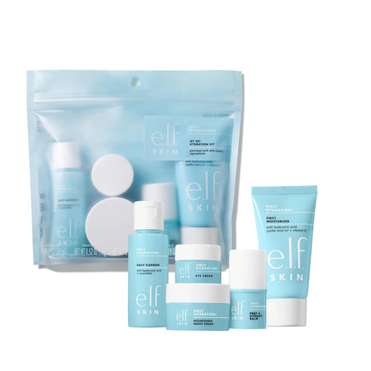 e.l.f._SKIN_Holy_Hydration!_Jet_Set_Hydration_Kit,_Travel_Friendly_Hydrating_Skincare_Set,_Face_Cleanser,_Balm,_Moisturizer,_Eye_Cream_&_Night_Cream,_Vegan_&_Cruelty-Free