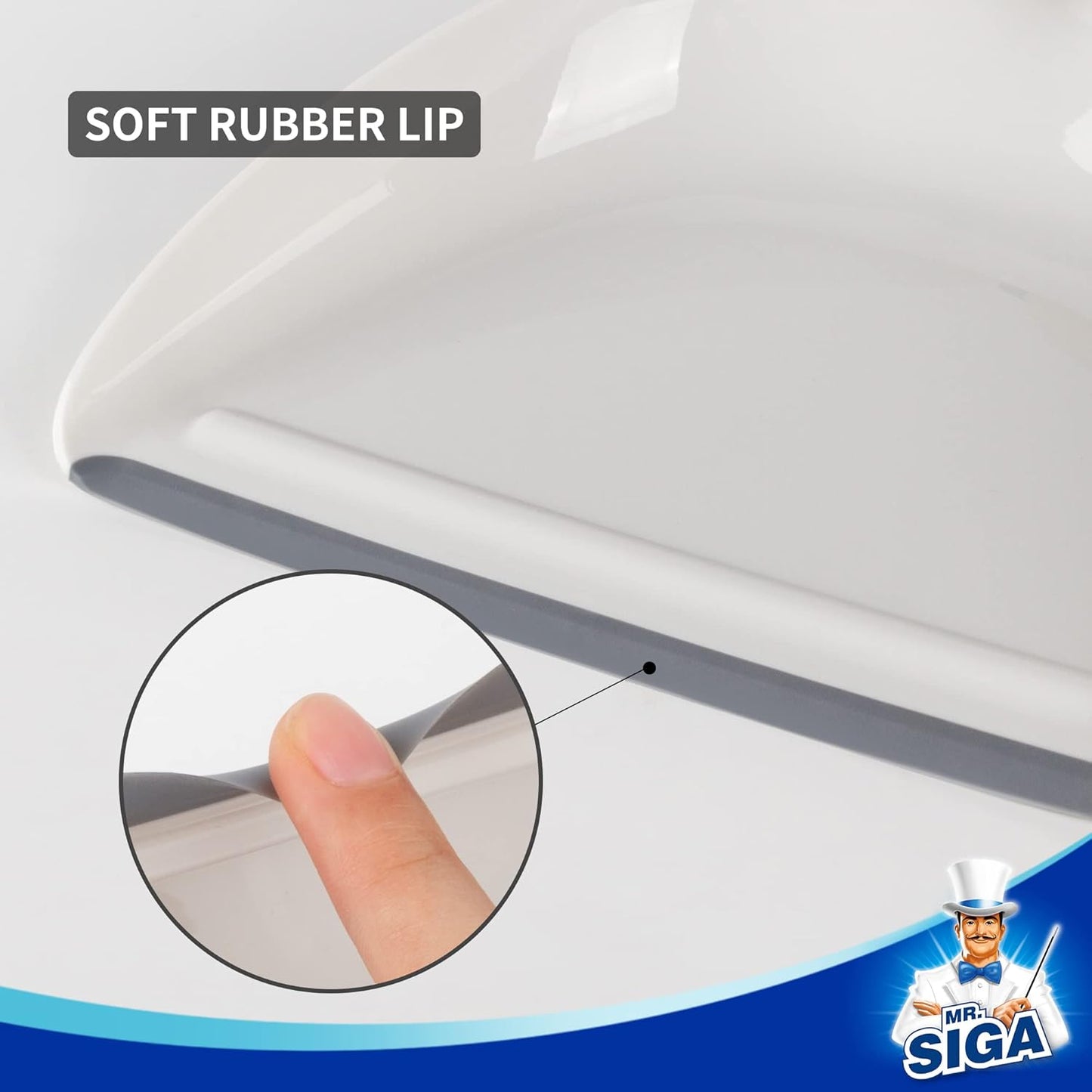 MR.SIGA_Dustpan_and_Brush_Set,_Portable_Cleaning_Brush_and_Dustpan_Combo_with_Bamboo_Handle,_White,_1_Set