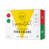 Supernatural Plant-Based Food Coloring - Blue, Red, Orange & Yellow Natural Food Dye Powders, Hyper-Concentrated, Vegan, No Artificial Dyes (4 Packets)