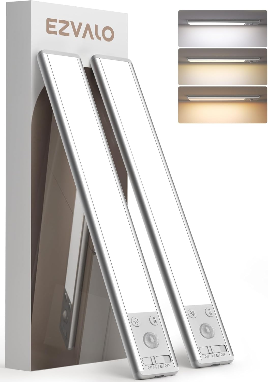 EZVALO_Under_Cabinet_Lighting,_2400mAh_Rechargeable_Motion_Sensor_Light_Indoor,_3_Color_Temps,_5-Level_Dimmable_Magnetic_Wireless_Closet_Lights_for_Kitchen,_Pantry,_Stairs_(2_Pack)