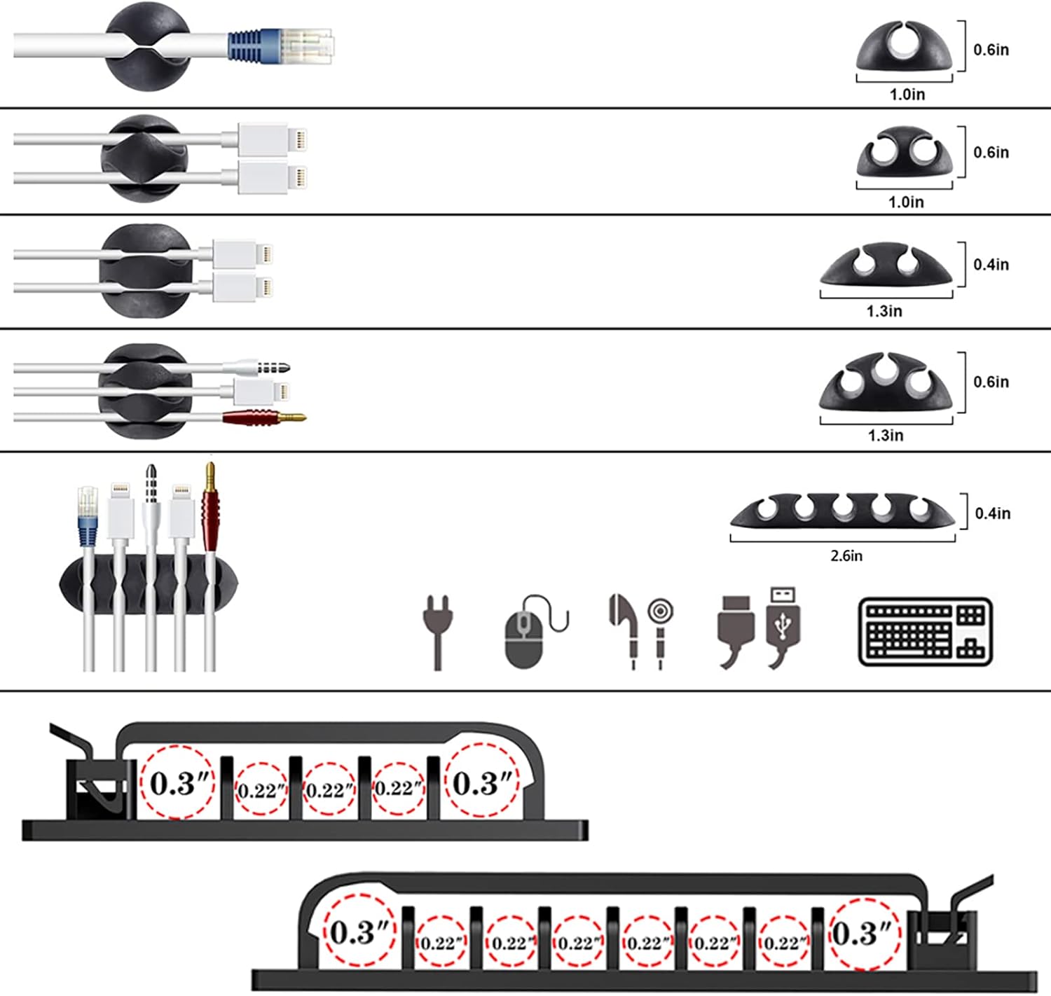 N_NOROCME_192_PCS_Cable_Management_Kit_4_Wire_Organizer_Sleeve,11_Cable_Holder,35Cord_Clips_10+2_Roll_Cable_Organizer_Straps_and_100_Fastening_Cable_Ties_for_Computer_TV_Under_Desk,_black,clear