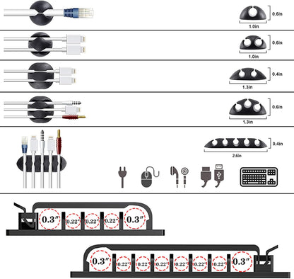 N_NOROCME_192_PCS_Cable_Management_Kit_4_Wire_Organizer_Sleeve,11_Cable_Holder,35Cord_Clips_10+2_Roll_Cable_Organizer_Straps_and_100_Fastening_Cable_Ties_for_Computer_TV_Under_Desk,_black,clear