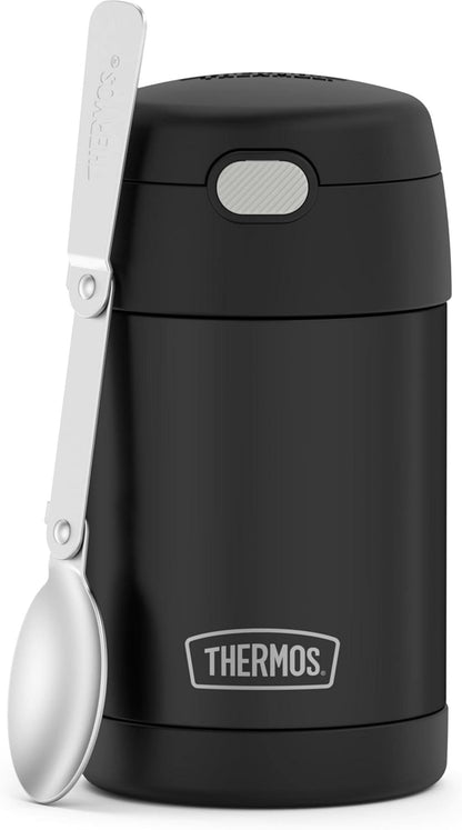 THERMOS_FUNTAINER_Insulated_Stainless_Steel_Food_Jar,_16_Ounce,_Kids_Lunch_with_Foldable_Spoon,_Push-Button_Lid,_Matte_Black