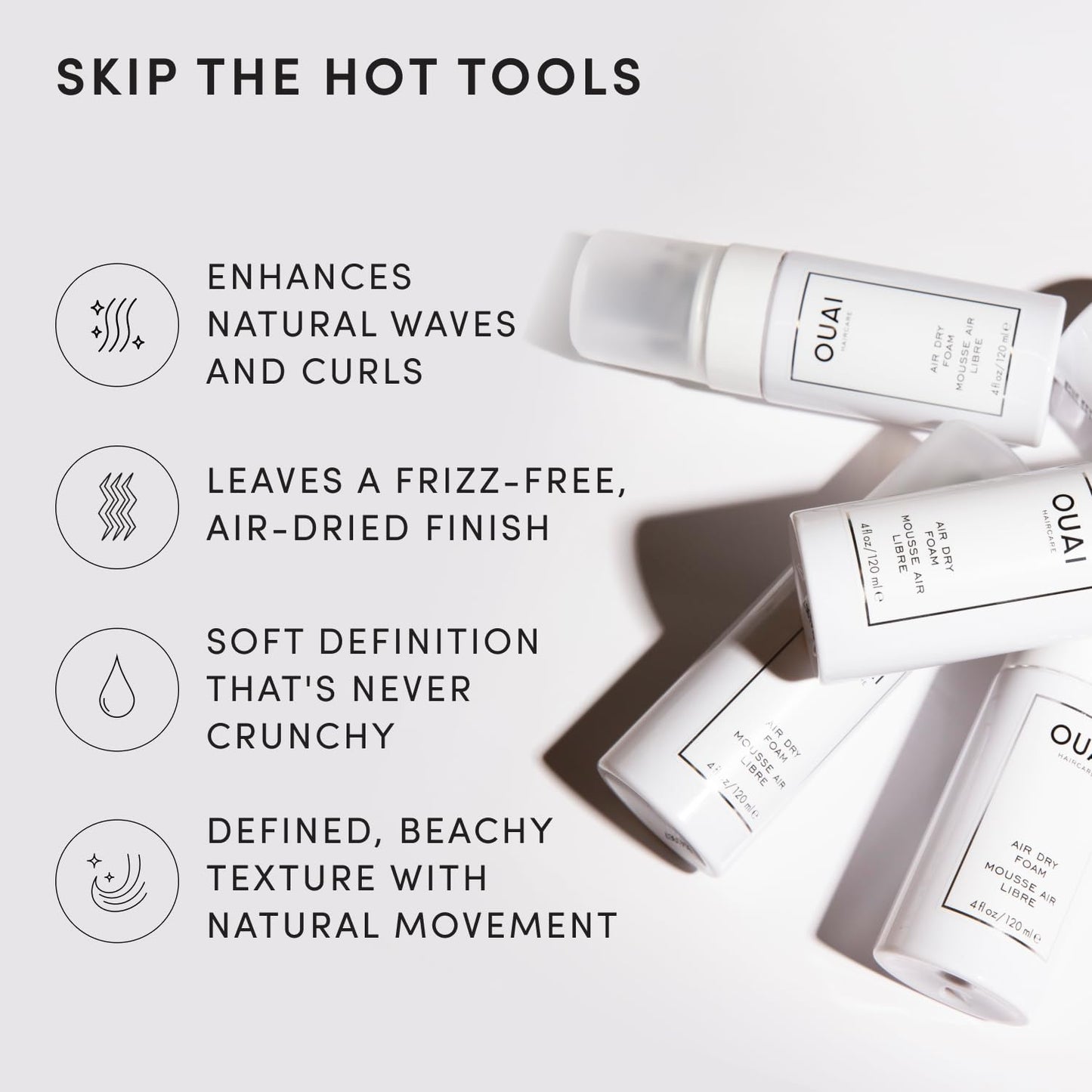 OUAI_Air_Dry_Foam_-_Hair_Mousse_for_Curly_Hair_&_Beach_Waves_-_Conditioning_&_Detangling_With_Kale_and_Carrot_Extract_-_Paraben,_Phthalate_and_Sulfate_Free_(4_Oz)