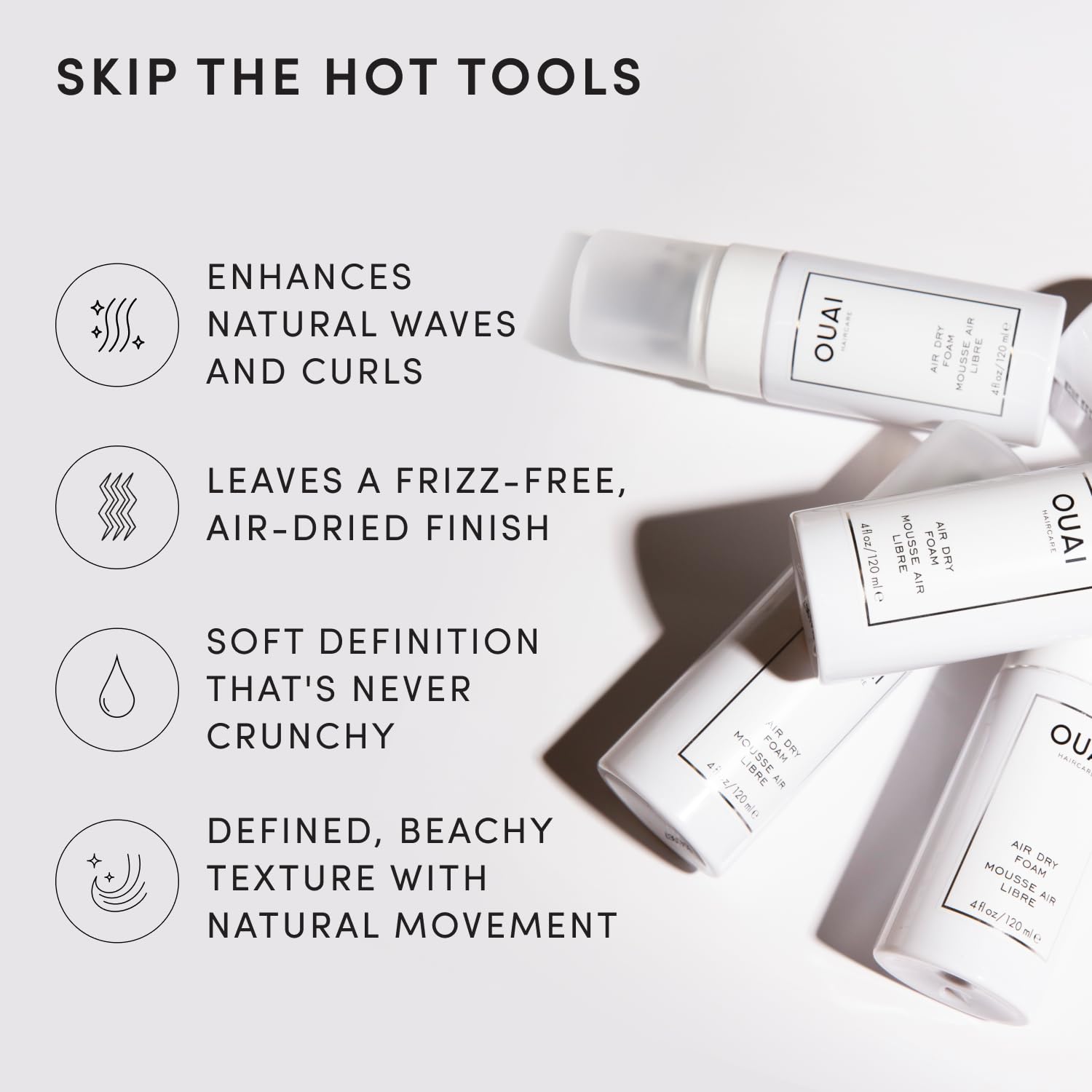 OUAI_Air_Dry_Foam_-_Hair_Mousse_for_Curly_Hair_&_Beach_Waves_-_Conditioning_&_Detangling_With_Kale_and_Carrot_Extract_-_Paraben,_Phthalate_and_Sulfate_Free_(4_Oz)