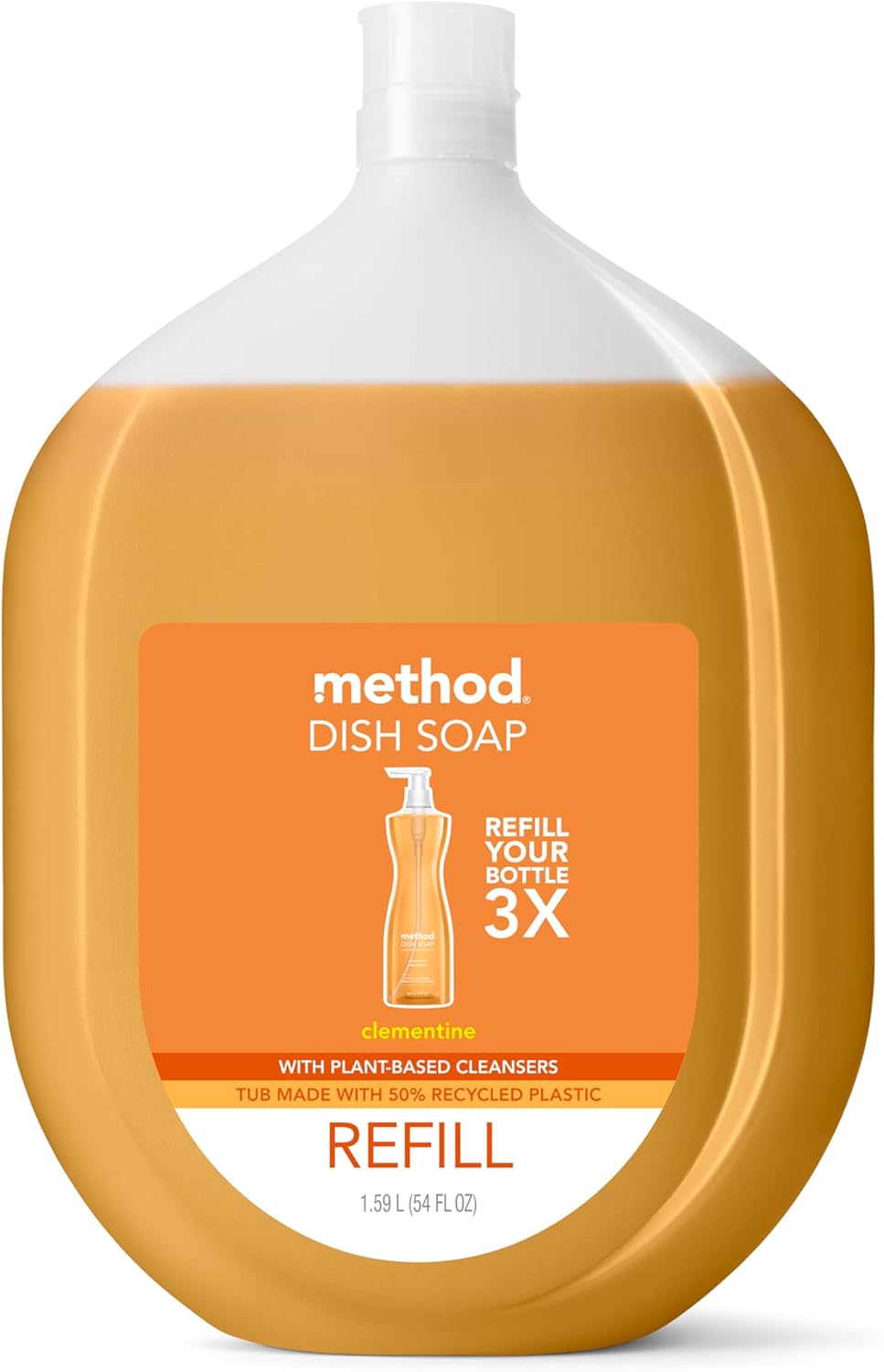 Method_Gel_Dish_Soap_Refill,_Clementine_Scent,_Powerful_Cleaning_Formula,_Large_Refill_Tub,_Cuts_Through_Grease,_54_Fl_Oz