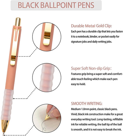 Linbsunne_Ballpoint_Pens_Black_Medium_Point_1mm_Pen_with_Super_Soft_Grip_Ball_Point_Pen_for_Men_Women_Retractable_Pens_(gold-12_pcs)