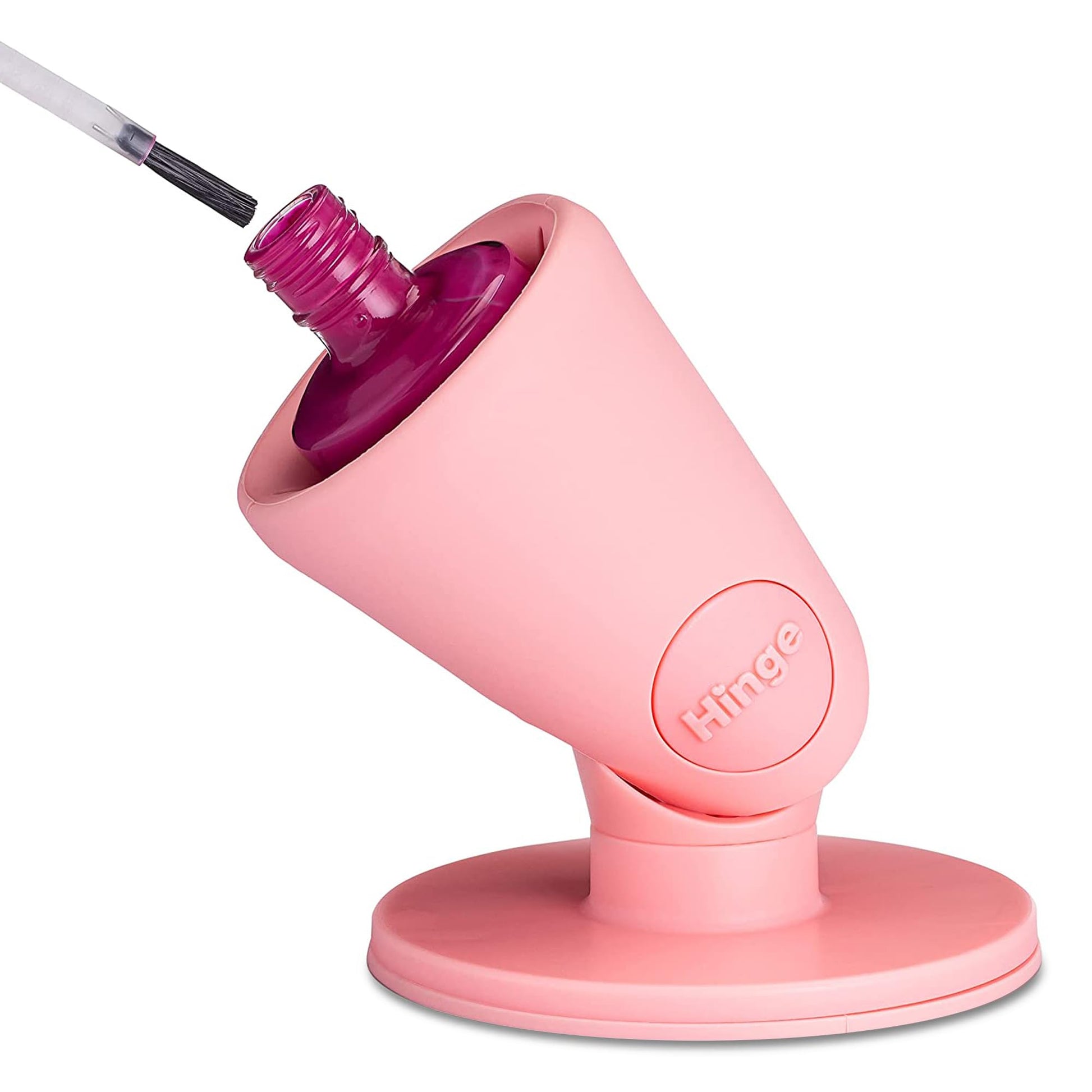 tweexy Hinge Untippable Nail Polish Bottle Holder | Anti-Spill Nail Polish Holder Stand, Tilted, IntelliStick Airlock Suction | Fingernail Painting, Nail Art Tools | Nail Polish Accessories (Blush)