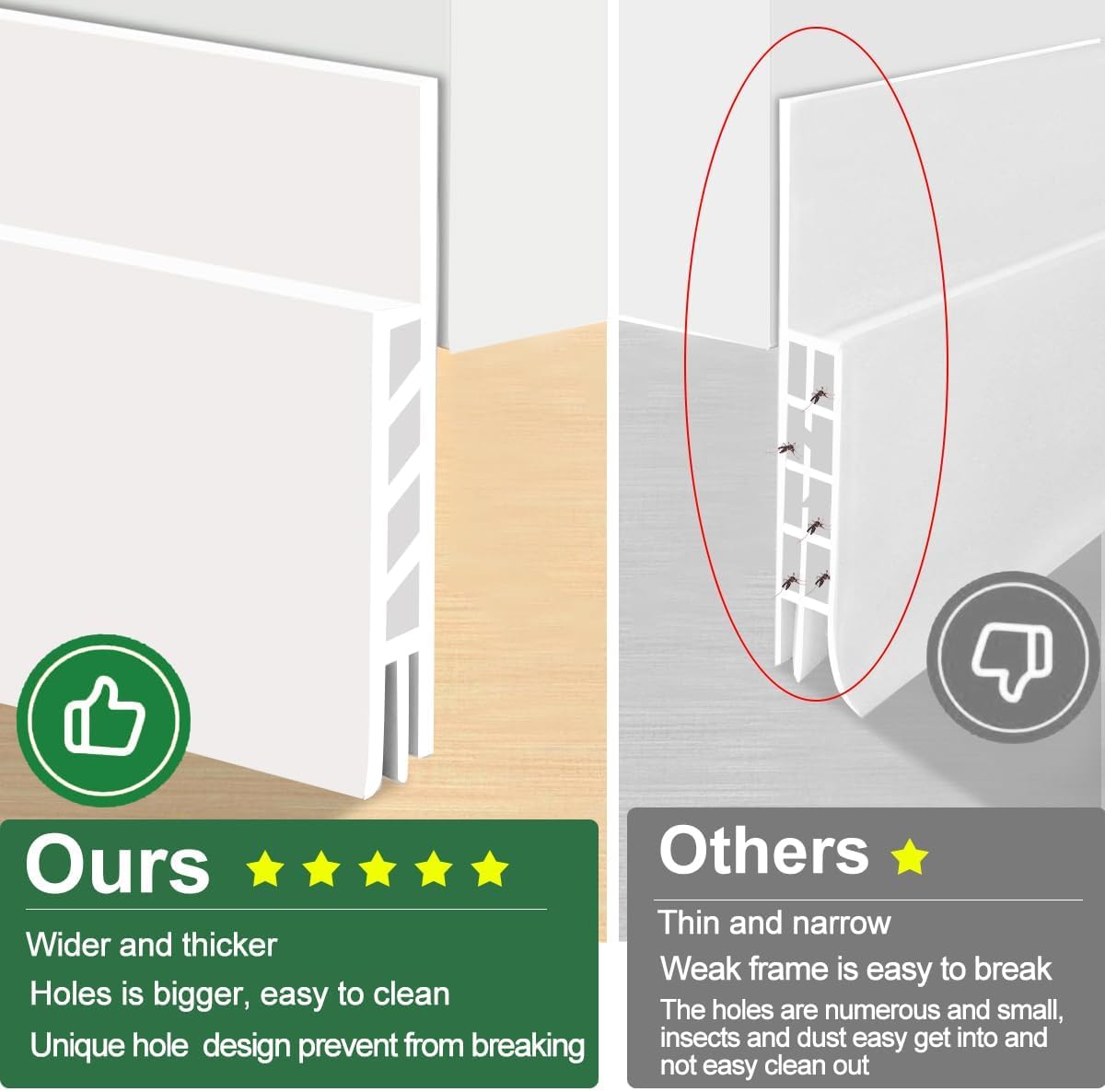 Suptikes_2_Pack_Door_Draft_Stopper，Door_Sweep_for_Exterior_&_Interior_Doors,Door_Bottom_Seal_Dust_and_Noise_Insulation_Weather_Stripping_Draft_Guard_Insulator,_1.8"_W_x_37"_L,White