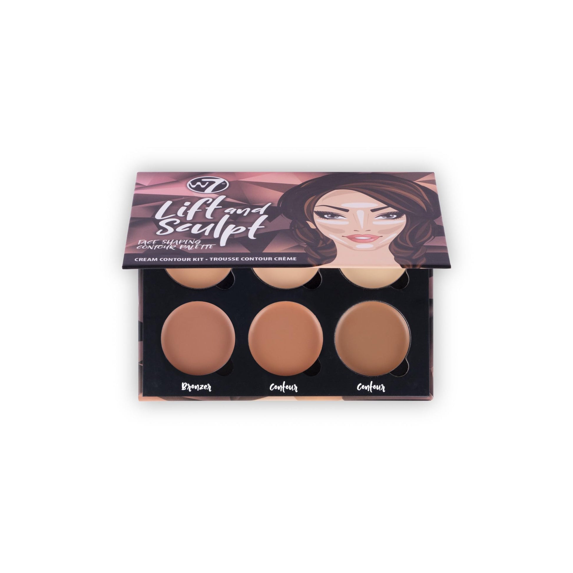 W7 Lift &amp;amp; Sculpt Cream Contour Kit - Concealing, Highlighting &amp;amp; Contouring Makeup Palette - Step-by-Step Instructions Included