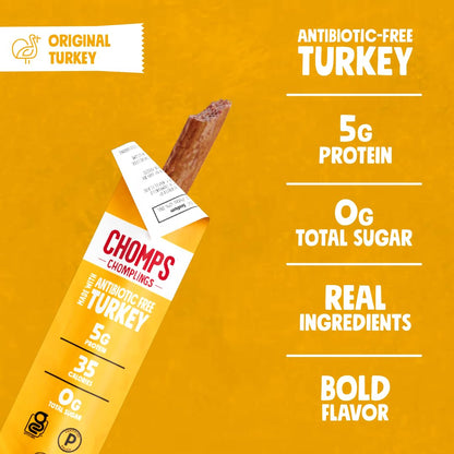 CHOMPS_MINI_Free_Range_Turkey_Jerky_Meat_Snack_Sticks,_Original_Turkey,_0.5_Ounce_(Pack_of_6)