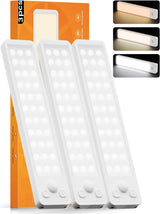 Under Cabinet Rechargeable Dimmable Lighting: 3 Color Temperature Motion Sensor Lights Indoor - Battery Operated Lights - Activated Closet Magnetic Wireless Led Light for Kitchen Home Bathroom Counter