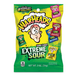 WARHEADS - Extreme Sour Hard Candy Assorted Flavors Apple, Black Cherry, Blue Raspberry, Lemon & Watermelon 2 oz. Bag