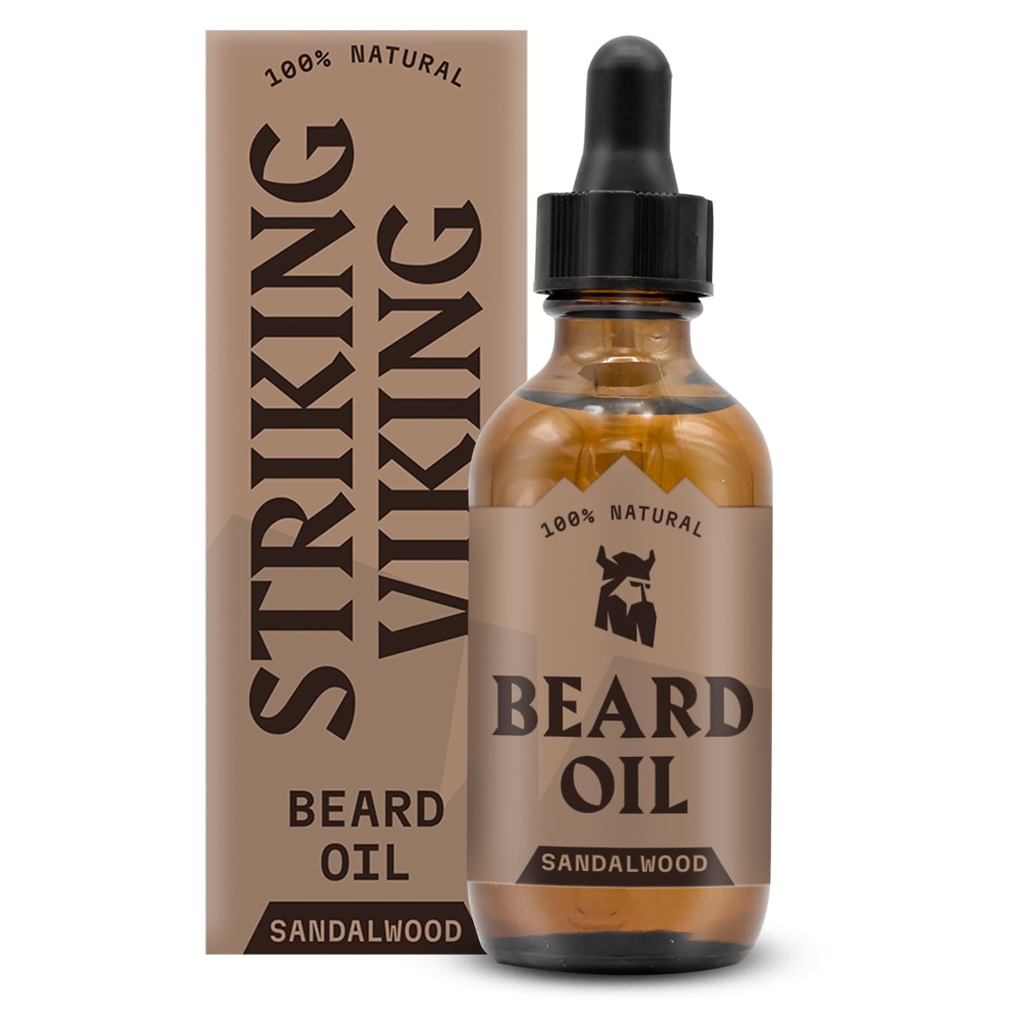 Striking Viking Natural Sandalwood Beard Oil for Men - 2 Fl Oz - Hydrating &amp;amp; Softening Beard Care - Non-Greasy Fast Absorbing with Tea Tree Oil - Nourishing Jojoba &amp;amp; Argan Extracts