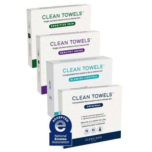 Clean_Skin_Club_Clean_Towels®_XL_Variety_4-Pack_Travel_Set,_Disposable_Face_Towels,_Includes_Original,_Sensitive,_Blemish_Control_&_Healthy_Aging,_40_Count_Total,_10_Each