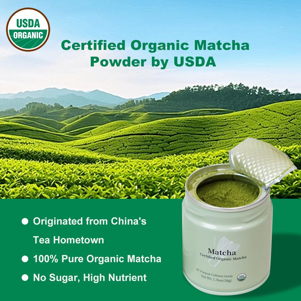 MatchAdmire_Premium_First_Harvest_USDA_Certified_Organic_Green_Tea_Matcha_Powder,_Rich_Flavor,_100%_Vegan_with_No_Fillers,_Radiation-Free_(50g_Culinary_Grade_Matcha)