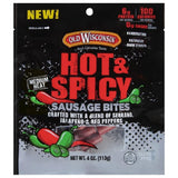 Old Wisconsin Hot & Spicy Sausage Snack Sticks, Naturally Smoked, Ready to Eat, High Protein, Low Carb, Keto, Gluten Free