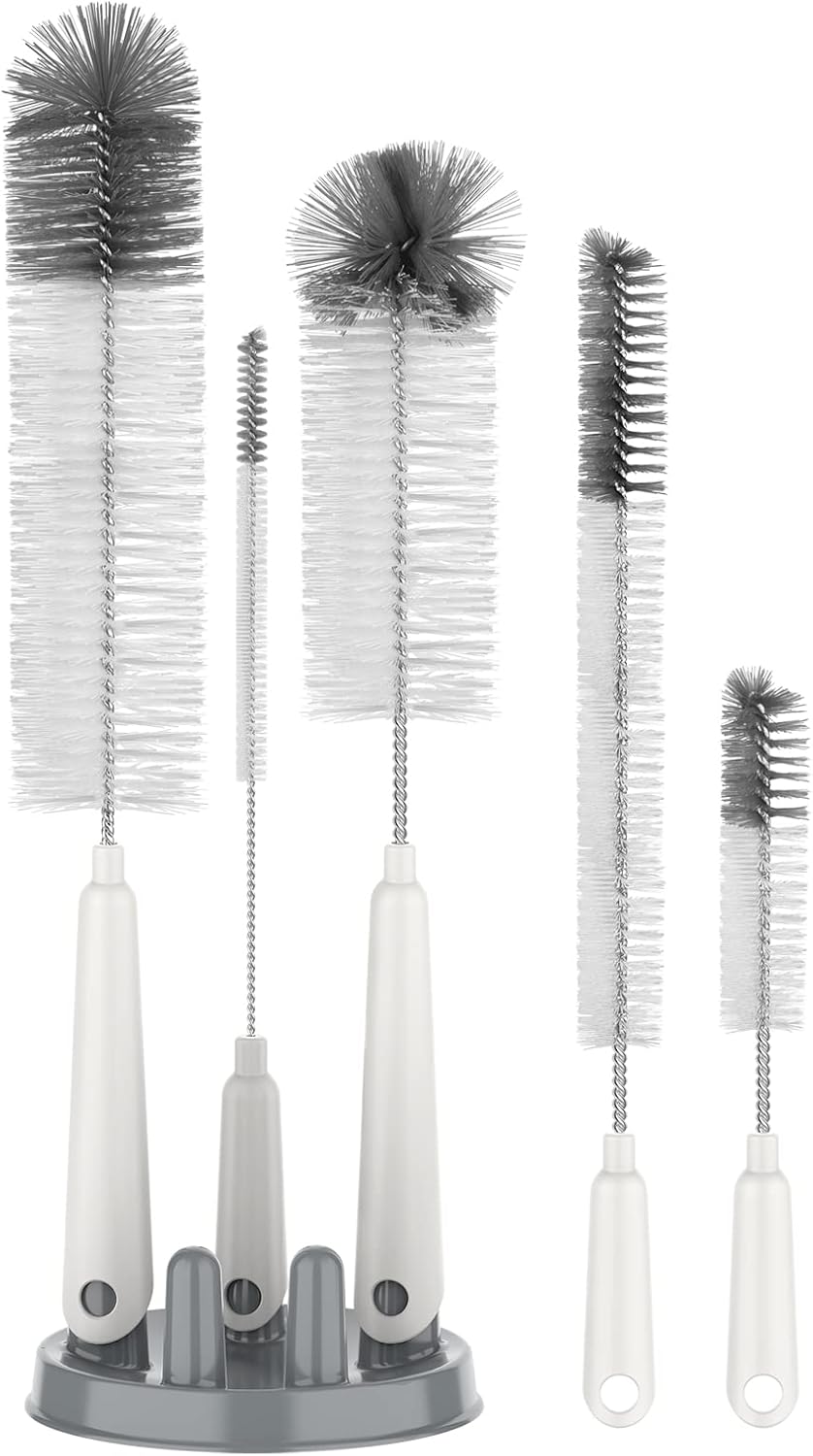 MR.SIGA_5_Pack_Bottle_Brush_Cleaning_Set_with_Storage_Holder,_Cleaning_Brushes_for_Long_Narrow_Neck_Bottles,_Water_Bottles,_Baby_Bottles,_Tumblers,_Drinking_Glasses,_Strews