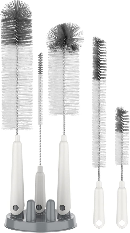 MR.SIGA_5_Pack_Bottle_Brush_Cleaning_Set_with_Storage_Holder,_Cleaning_Brushes_for_Long_Narrow_Neck_Bottles,_Water_Bottles,_Baby_Bottles,_Tumblers,_Drinking_Glasses,_Strews