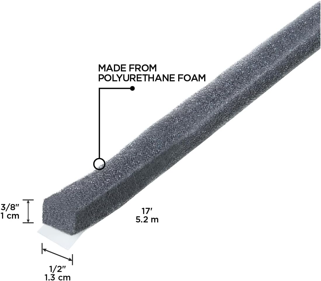 M-D_Building_Products_02097_3/8_in._x_1/2_in._x_17_ft._Gray_Economy_Foam_Window_Seal_for_Large_Gaps