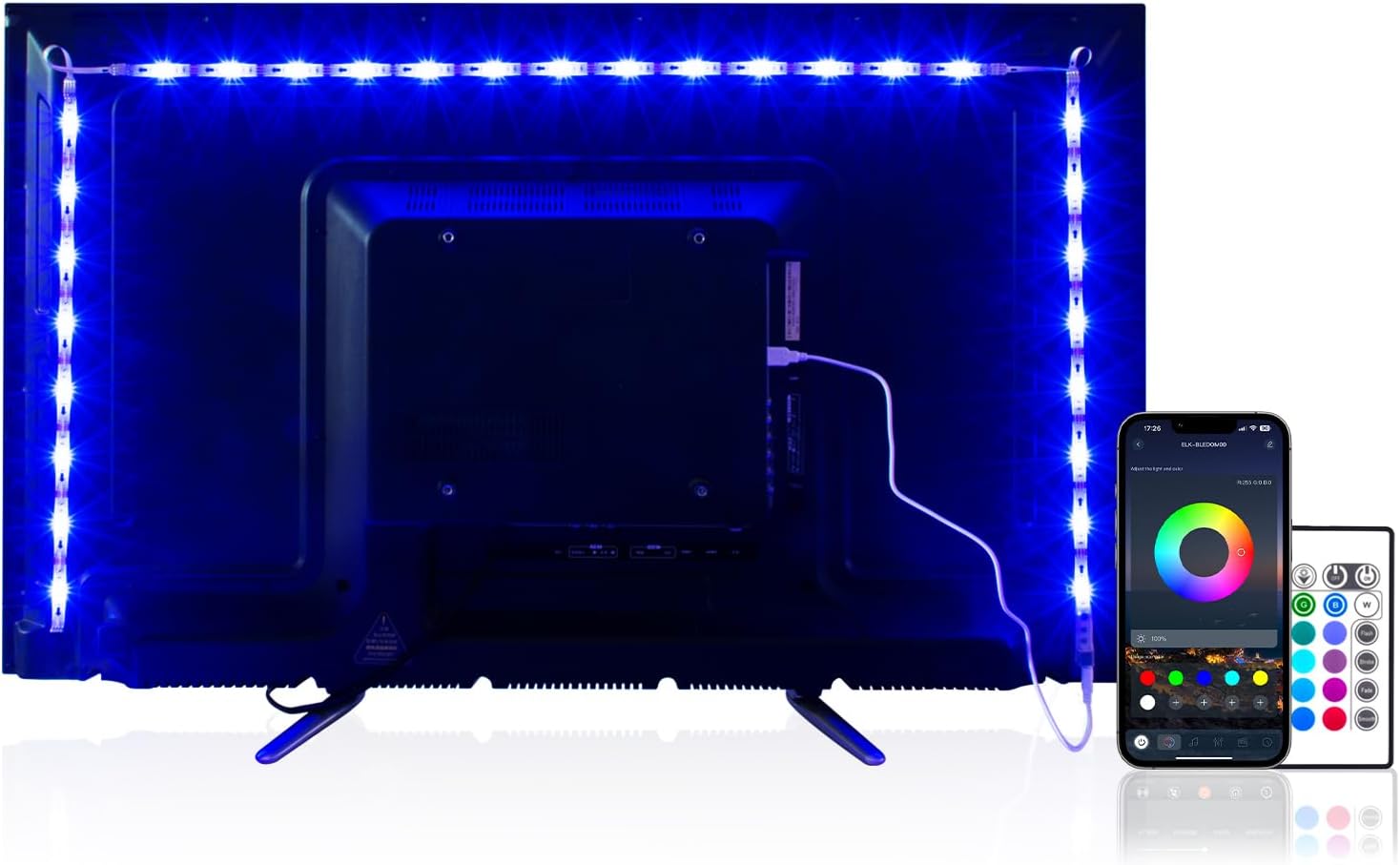 PANGTON_VILLA_Led_Strip_Lights_8.2ft/14.3ft_for_40-60in/65-75in_TV,_USB_LED_TV_Backlight_Kit_with_Remote_-_16_Color_5050_LEDs_Bias_Lighting_for_HDTV