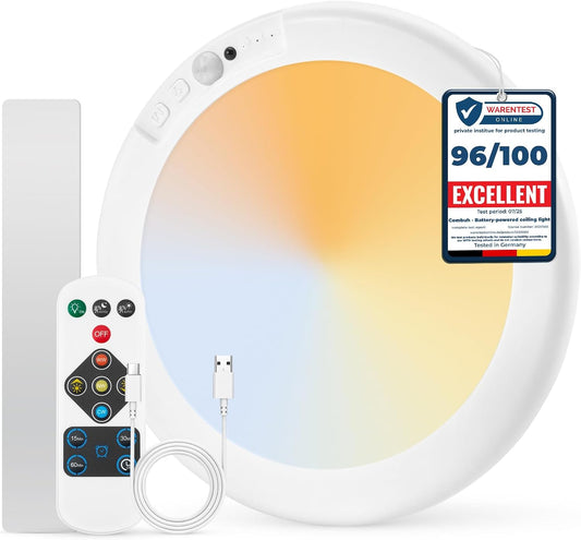 Combuh_Battery_Operated_Shower_Light_Waterproof_Inside,_Rechargeable_Motion_Sensor_Ceiling_Lights_Battery_Powered_with_Remote,_No_Wiring_Magnetic_Cordless_LED_Overhead_Lighting_for_Closet_Hallway