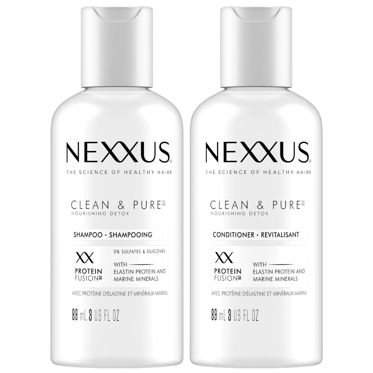 Nexxus_Travel_Shampoo_and_Conditioner,_Clean_&_Pure_–_Hair_Products_with_Elastin_Protein_and_Marine_Minerals,_Sulfate-Free,_3_Oz_Ea