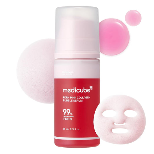 medicube_PDRN_Pink_Collagen_Bubble_Serum_|_Bubble-to-Glow_Firming_Serum_with_99%_Purity_PDRN_&_Low-Molecular_Collagen_|_Lightweight,_Fast-Absorbing_Bubble_Texture_for_Radiant,_Plump_Skin_|_3.21_fl.oz