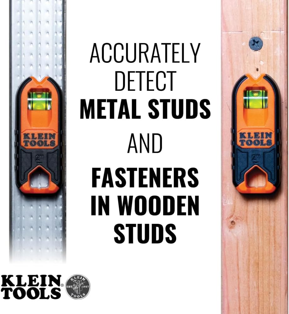 Klein_Tools_MSF100_Magnetic_Stud_Finder_and_Level,_Compact,_Wood_and_Metal_Detector_with_Bubble_Vial_for_Accurate_Markings,_Felt_Pad_Backing