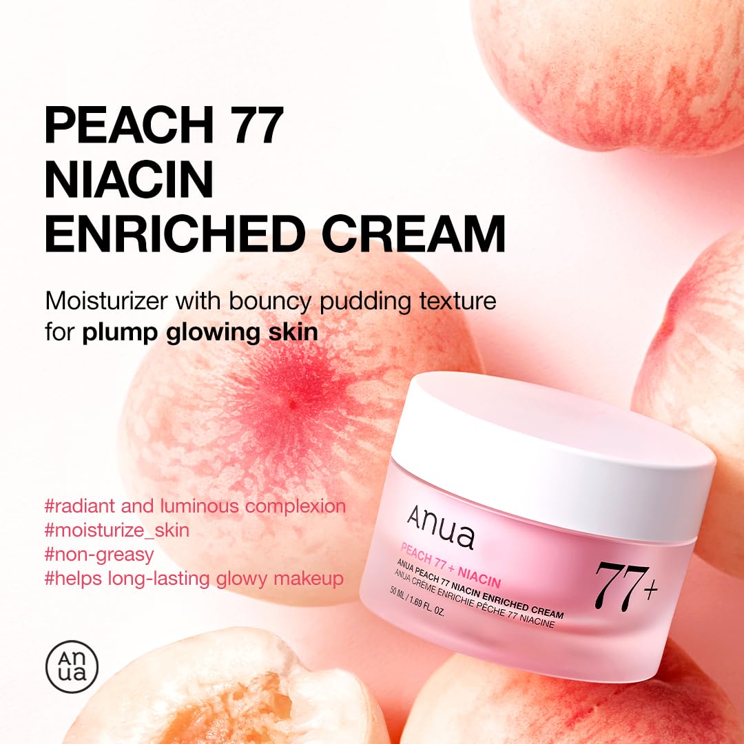 ANUA_Peach_Niacinamide_Cream,_Hydrating_Face_Moisturizer_with_Collagen,_Vitamin_B12,_Ceramide_&_Panthenol,_Barrier_Repair_for_Dry_Skin,_Glowing_Glass_Skin,_Korean_Skincare,_1.69_fl.oz.
