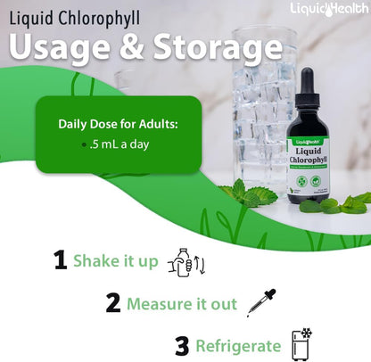 LIQUIDHEALTH Liquid Chlorophyll Drops - Internal Deodorizer, Liver Detox, Immune Support, Promote Collagen for Hair & Skin, Stop Bad Breath, Reduce Appetite - Made in The USA, Vegan, Non-GMO (2 oz)