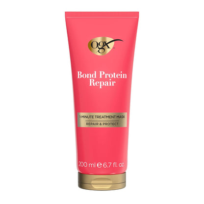 OGX_Repair_&_Protect_Bond_Protein_Repair_1-Minute_Treatment_Mask,_Deep_Conditioning_Hair_Mask_Rapidly_Repairs_for_Shiny,_Smooth_Hair_That_Lasts_Between_Washes,_6.7_fl._oz