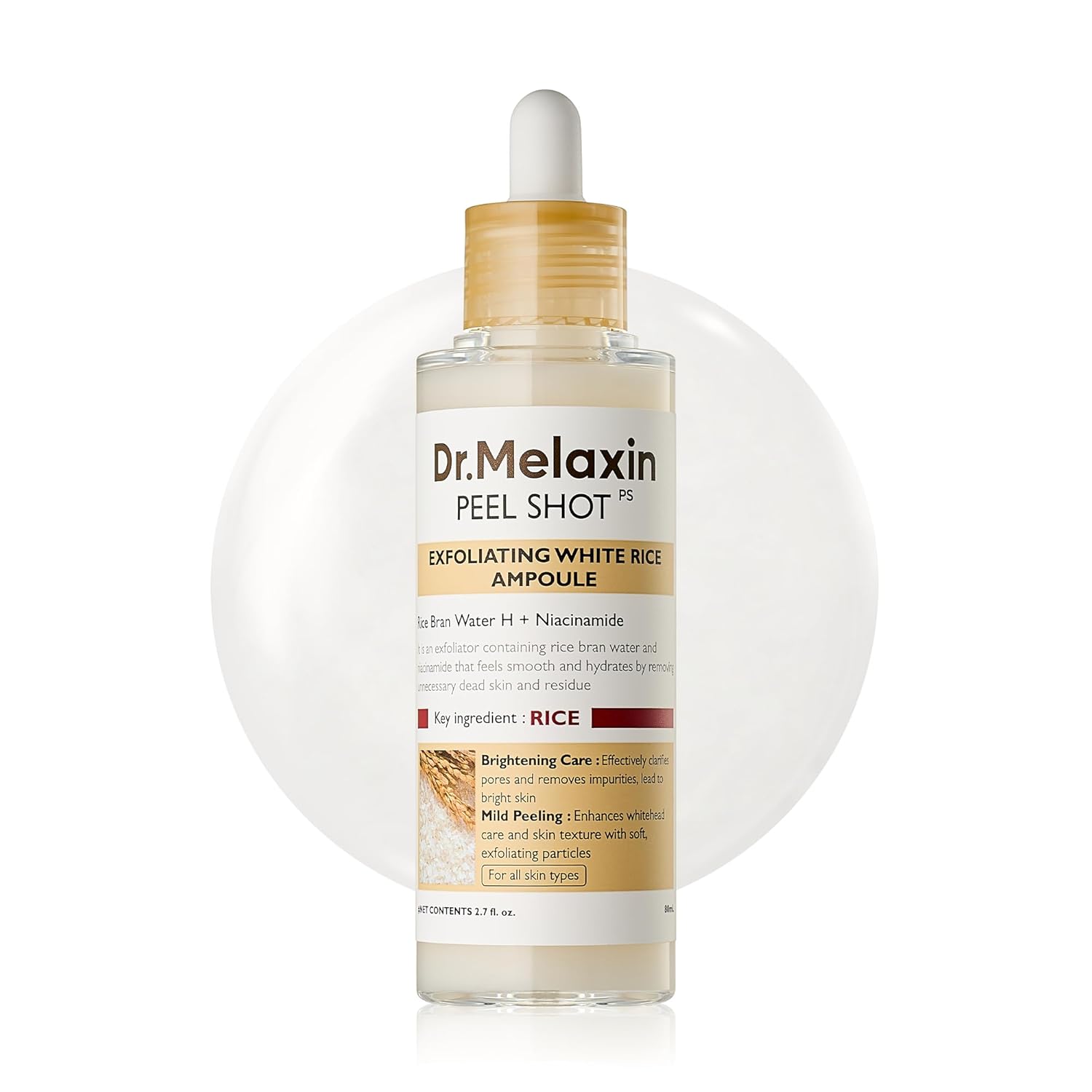Dr.Melaxin_Peel_Shot_Glow_White_Rice_Peeling_Ampoule_80ml,_Dead_Skin_Gentle_Exfoliating_Ampoule_with_Rice_Water_Extract,_AHA_BHA,_Niacinamide,_Daily_Skin_Texture_Care,_All_Skin_Types,_Korean_Skincare