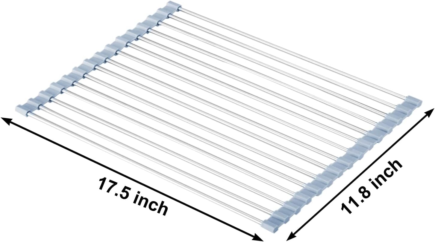 MECHEER_Over_The_Sink_Dish_Drying_Rack,_Roll_Up_Dish_Drying_Rack_Kitchen_Dish_Rack_Stainless_Steel_Sink_Drying_Rack,_Foldable_Dish_Drainer,_Gray