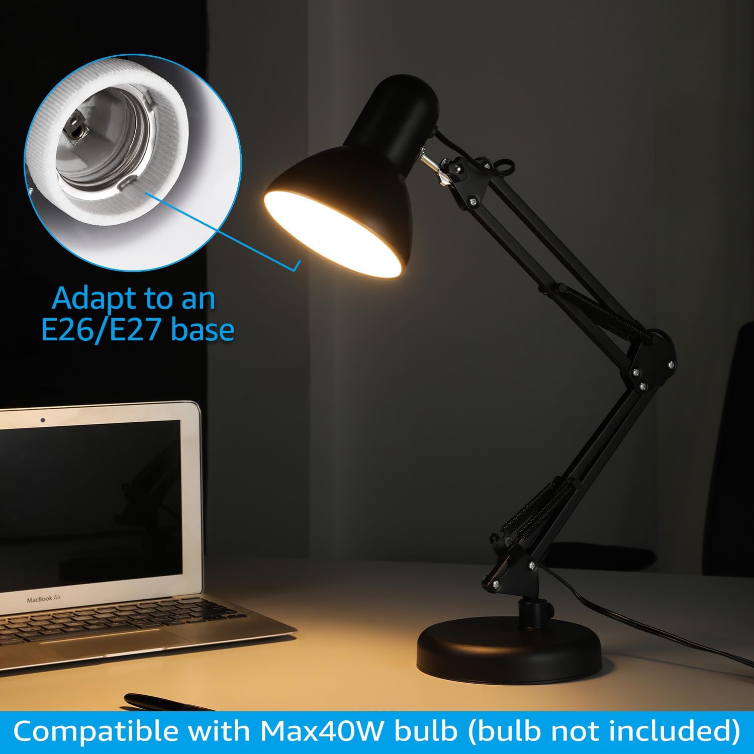 TORCHSTAR_Metal_Desk_Lamp_with_Clamp,_Swing_Arm,_Architect_Adjustable_Gooseneck_Table_Lamp,_Clip_Desk_Lights_for_Home_Office,_Work,_Study,_Reading,_E26_Base,_Multi-Joint,_Black