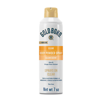 Gold Bond No Mess Clear Invisible Body Powder Spray, 7 oz., Absorbs Odor-Causing Sweat, Whole Body Deodorant Spray