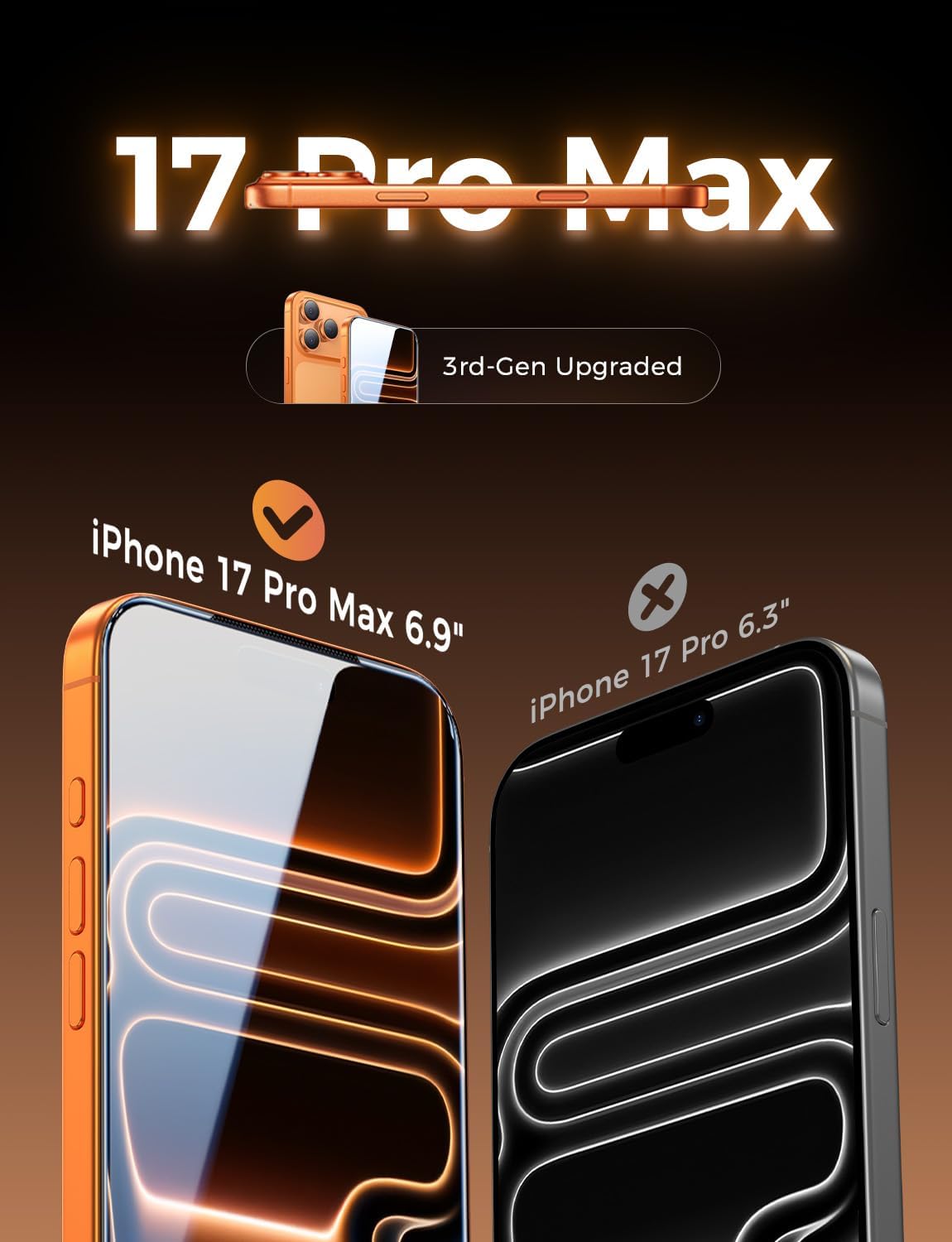 MAGIC_JOHN_3rd_Gen_Upgraded_for_iPhone_17_Pro_Max_Screen_Protector_6.9_Inch,HD_Clear,Shatterproof_Tempered_Film,Auto_Dust-Elimination,Bubble_Free,Easy_Installation,2_Pack