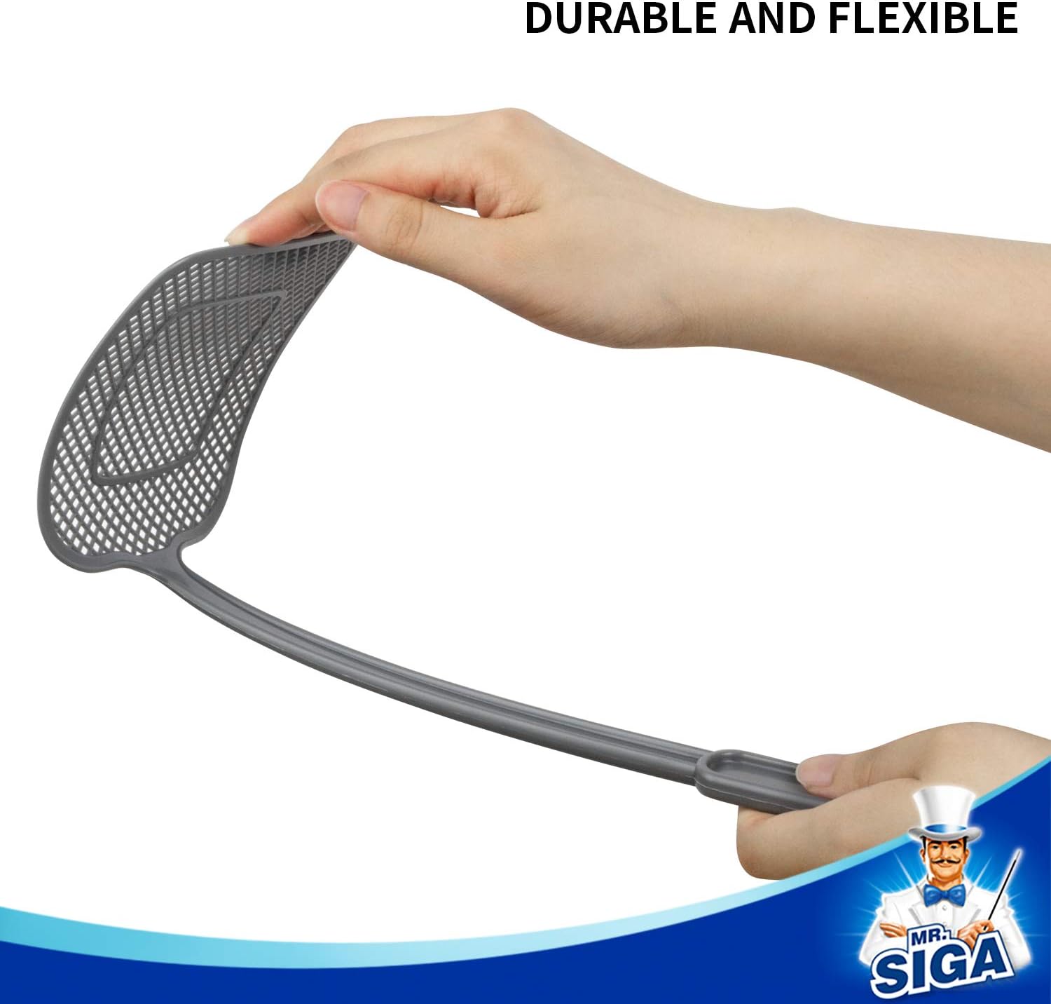 MR.SIGA_Heavy_Duty_Long_Handle_Fly_Swatter,_Gray,_6_Pack