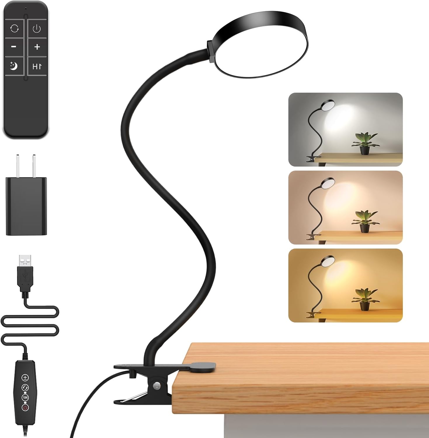 Reading_Light_with_Remote,_LED_Desk_Lamp_Clip_on_[1H_Timer_&_Nightlight]_RA>95_Dimmable_Flexible_Gooseneck,_Reading_Lamp_with_Clamp_for_Table_-_3.5''_(Adapter_Included)