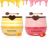 4 PCS Bee Lip Balm Lip Mask Honey Pot, Honey & Strawberry Lip Mask Propolis Moisturizing Lip Balm with Stick - Hydrating Prevention Dry & Cracked Lip Scrubs Exfoliato Lip Wrinkle Skin Care