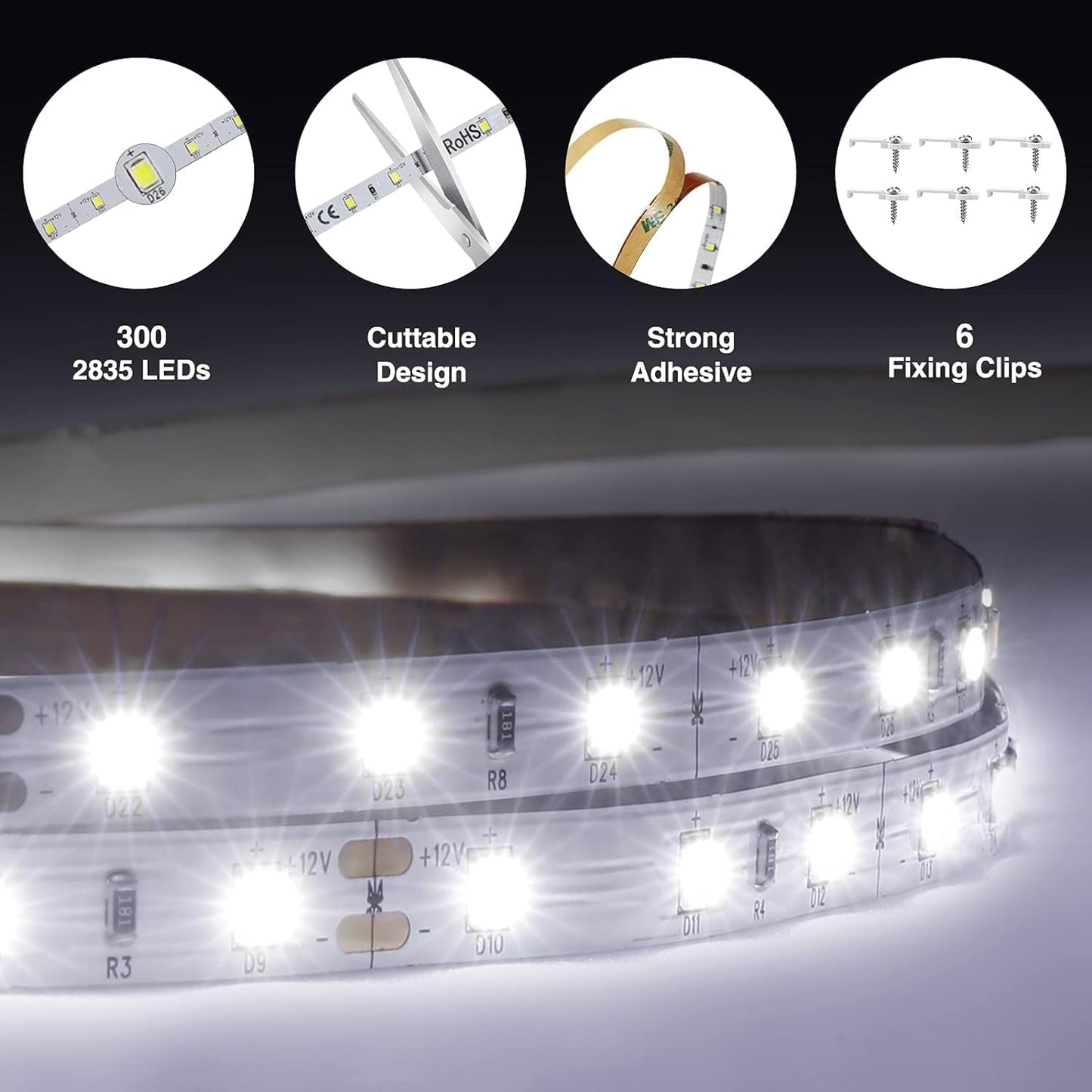 Onforu_LED_Light_Strip,16.4ft/32.8FT_Dimmable_LED_Tape_Light,_6000K_Daylight_White/Warm_White_Strip_Lighting,_300_LEDs_Flexible_Vanity_Mirror_Light,_5M_12V_Ribbon_Rope_Light_for_Bedroom,_Under_Cabinet,Kitchen,Christams
