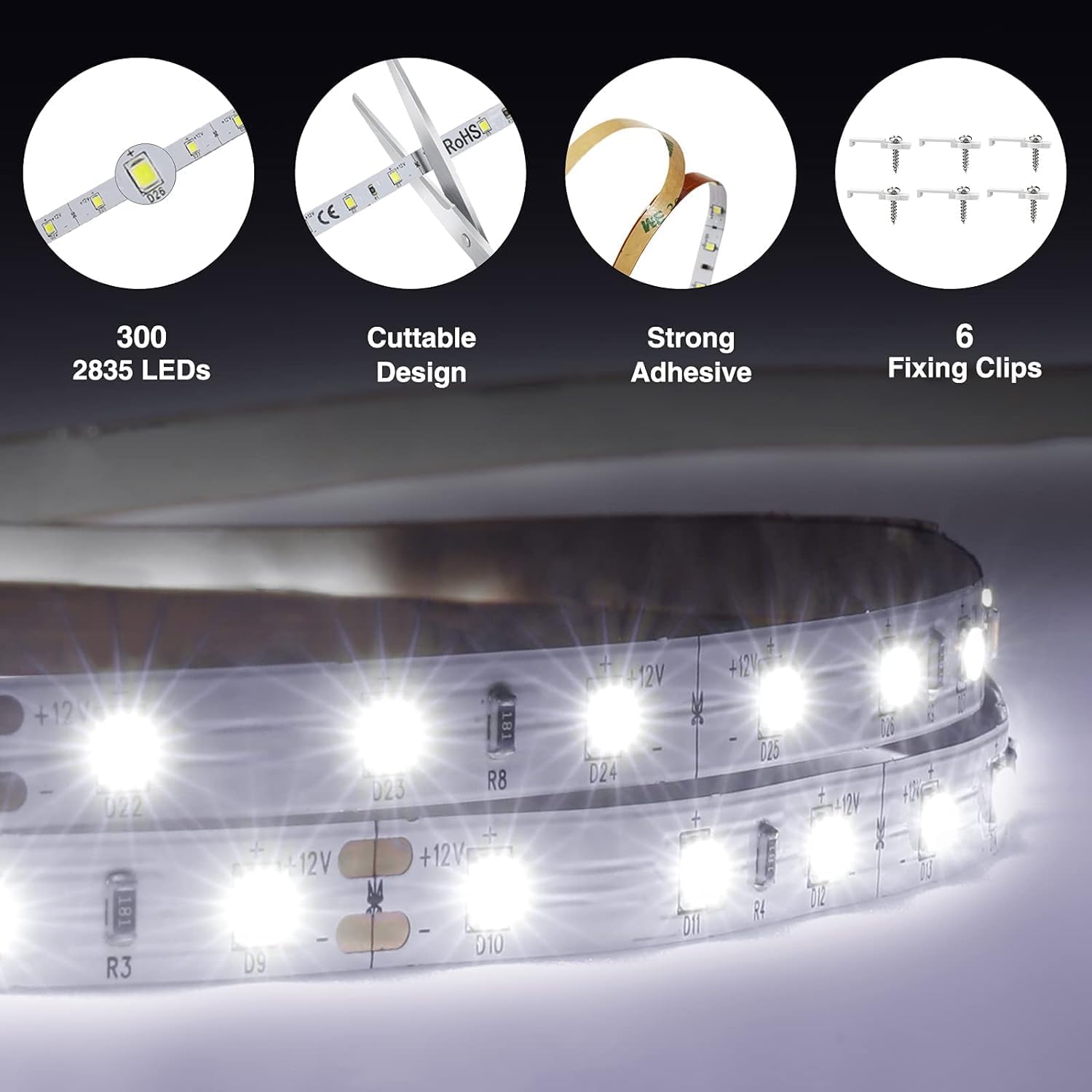 Onforu_LED_Light_Strip,16.4ft/32.8FT_Dimmable_LED_Tape_Light,_6000K_Daylight_White/Warm_White_Strip_Lighting,_300_LEDs_Flexible_Vanity_Mirror_Light,_5M_12V_Ribbon_Rope_Light_for_Bedroom,_Under_Cabinet,Kitchen,Christams