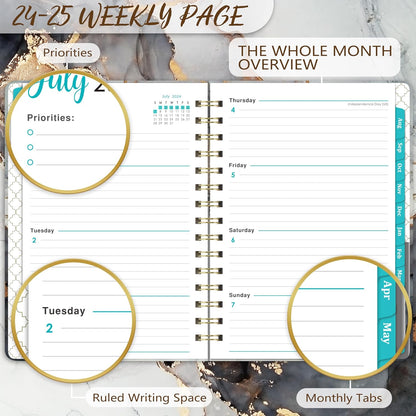 2024-2025_Planner_-_JUL_2024_-_JUN_2025,_Academic_Planner_2024-2025,_2024-2025_Planner_Weekly_and_Monthly,_6.3"_x_8.4",_Tabs,_Hardcover,_Back_Pocket