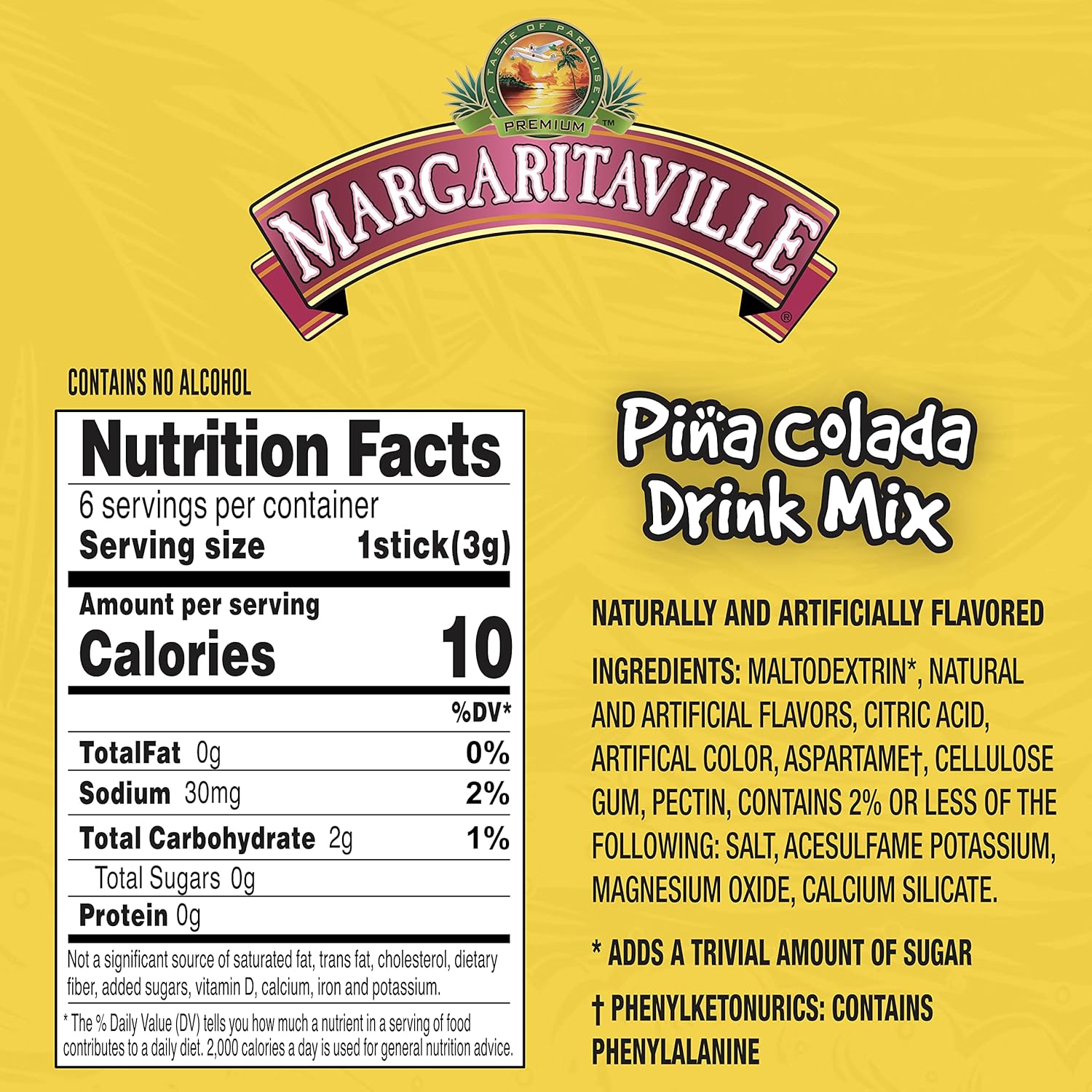 Margaritaville_Singles_To_Go_Water_Drink_Mix_-_Pina_Colada_Flavored,_Non-Alcoholic_Powder_Sticks_(12_Boxes_with_6_Packets_Each_-_72_Total_Servings),_0.65_Ounce_(Pack_of_12)