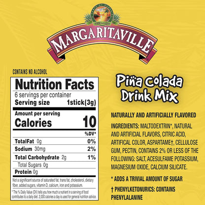 Margaritaville_Singles_To_Go_Water_Drink_Mix_-_Pina_Colada_Flavored,_Non-Alcoholic_Powder_Sticks_(12_Boxes_with_6_Packets_Each_-_72_Total_Servings),_0.65_Ounce_(Pack_of_12)